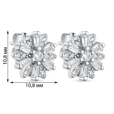 Сережки-пусети срібні з фіанітами (арт. 7518/6303)