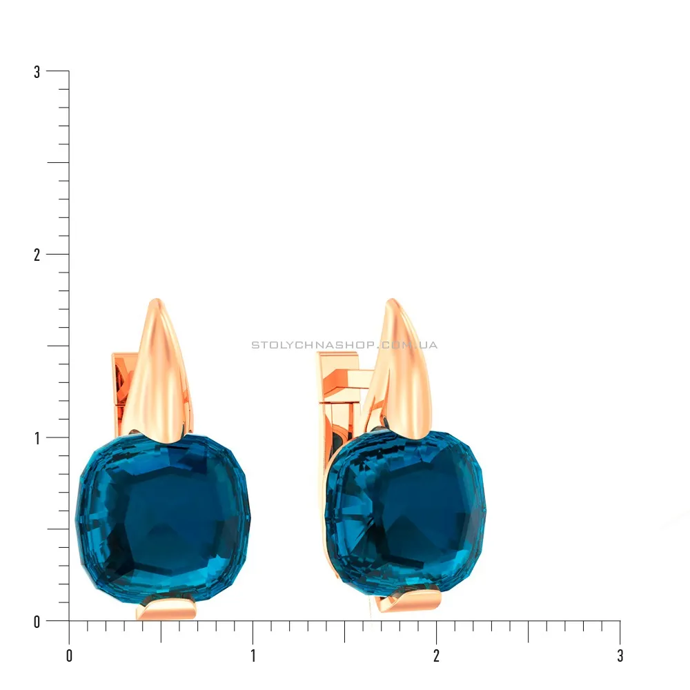 Золоті сережки з синім кварцом (арт. 110258ПлГ)
