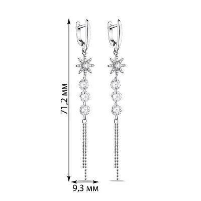 Срібні сережки-підвіски з фіанітами (арт. 7502/9022)