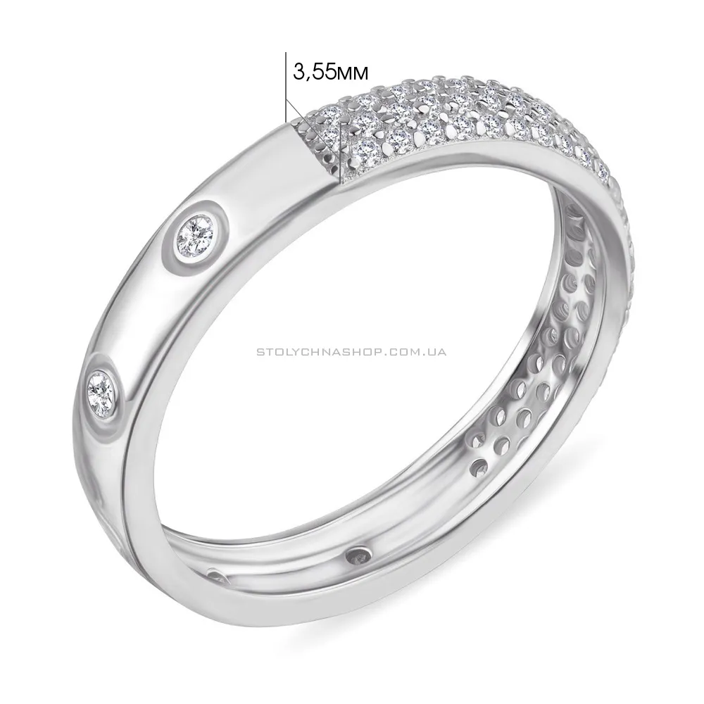 Двустороннее кольцо из серебра с фианитами  (арт. 7501/5291) - 2 - цена