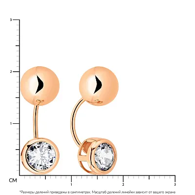 Золотые сережки-джекеты с фианитами (арт. 108355)
