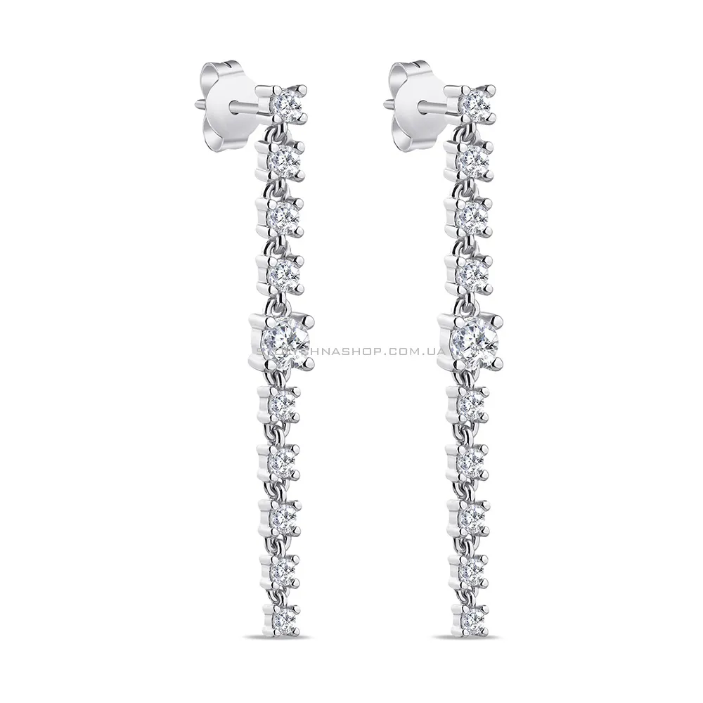 Срібні сережки-пусети з фіанітами (арт. 7518/5843) - цена