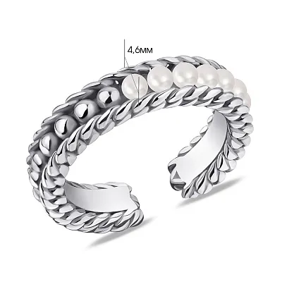 Незамкнутое серебряное кольцо Trendy Style с жемчугом  (арт. 7501/5646жб)