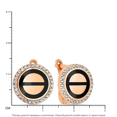 Золоті сережки з емаллю і фіанітами (арт. 108506еч)
