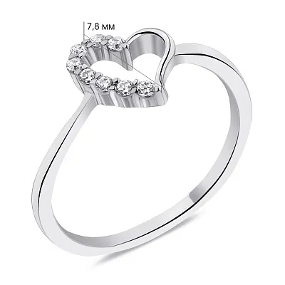 Кольцо из серебра Сердце с фианитами (арт. 7501/6353)