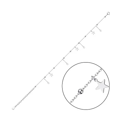 Браслет из серебра с фианитами на ногу (арт. 7509/3075)