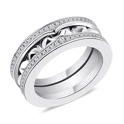 Серебряное кольцо с дорожками из фианитов (арт. 7501/5649)