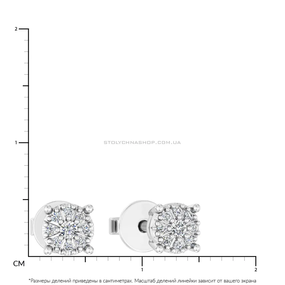 Сережки-пусети з білого золота з діамантами (арт. Т011121005б)