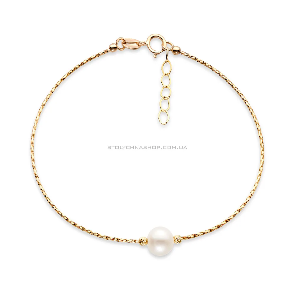 Золотий жіночий браслет з перлиною Orbit (арт. 323336ж) - цена