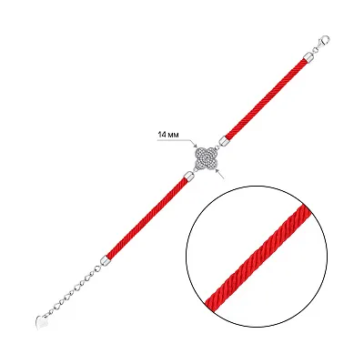 Браслет з шовкової нитки і срібла з фіанітами (арт. 7309/4707/15к)