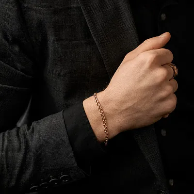 Золотой цепочный браслет на руку плетения Бисмарк  (арт. 310402)