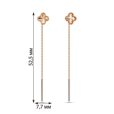 Сережки-протяжки з червоного золота "Клевер" (арт. 109437/8)