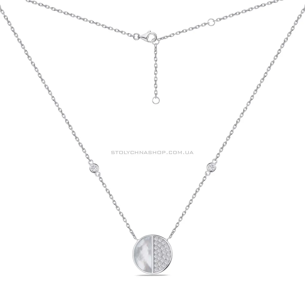 Колье серебряное с перламутром и фианитами (арт. 7507/1018п)
