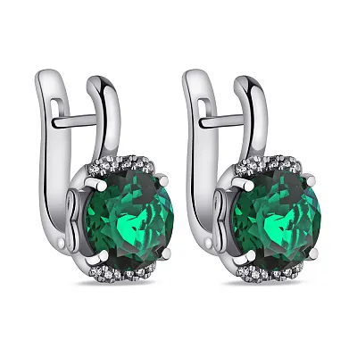 Серьги из серебра с кварцем и фианитами  (арт. 7502/2288Пкз)