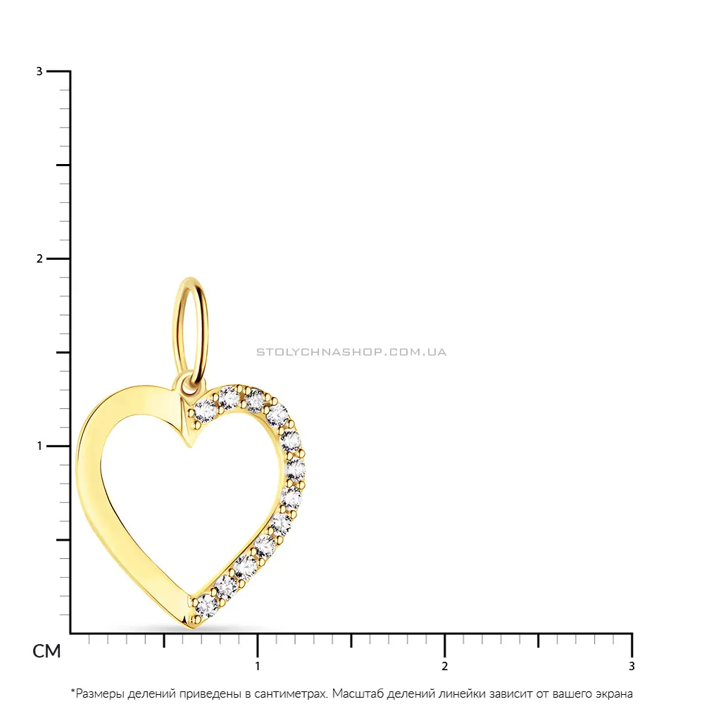 Золотий підвіс в жовтому кольорі металу з фіанітами  (арт. 424102ж) - 2 - цена