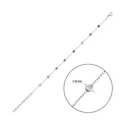 Браслет зі срібла з кольоровими альпінітами  (арт. 7509/996а)