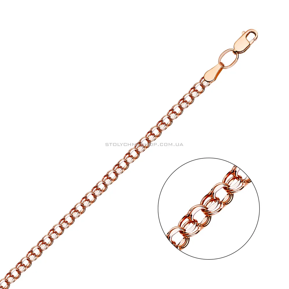 Золотий браслет з родіюванням плетіння Бісмарк  (арт. 310306р) - цена