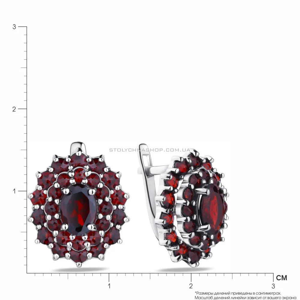 Срібні сережки з гранатом (арт. 7002/4037Г) - 2 - цена
