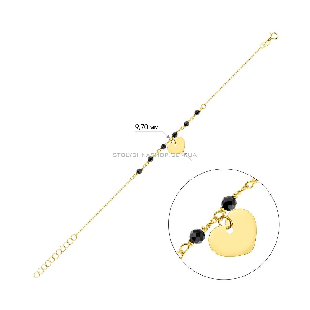 Браслет из желтого золота с ониксом и подвеской (арт. 325397жо) - 3 - цена