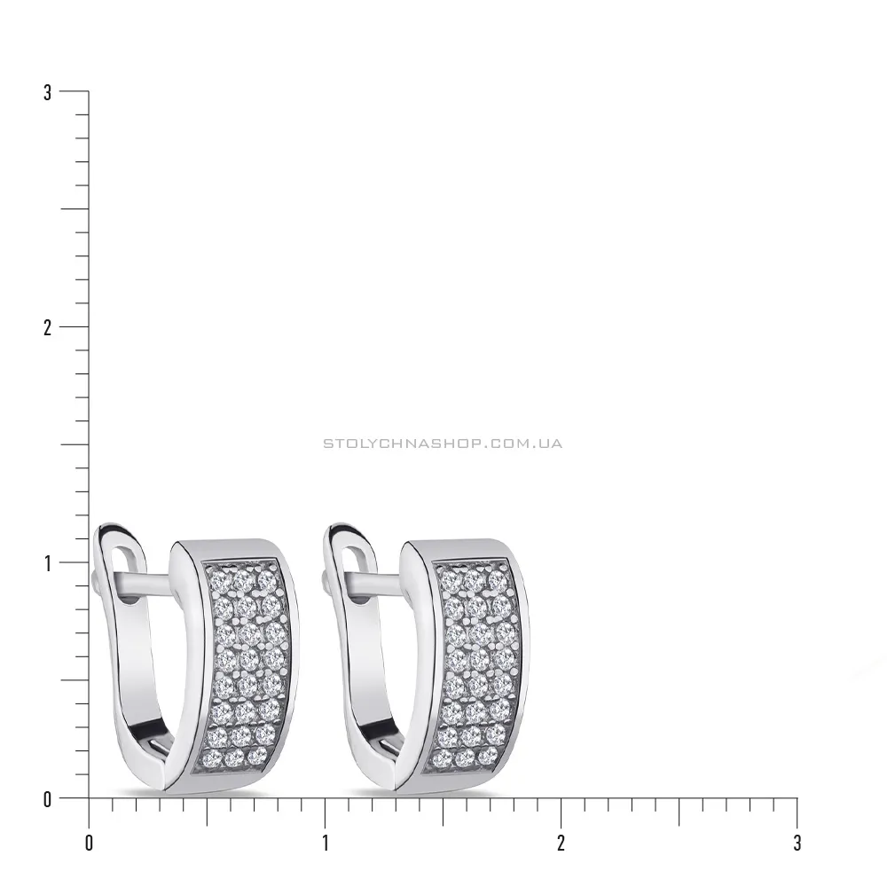 Сережки зі срібла з білими фіанітами (арт. 7502/4114) - 2 - цена