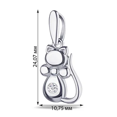 Срібна підвіска «Кошеня» з фіанітом (арт. 7503/35043р)