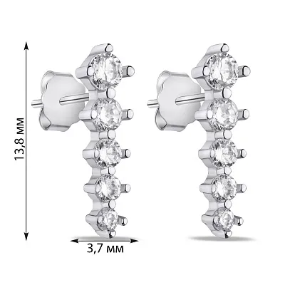 Сережки-пусети зі срібла з фіанітами (арт. 7518/6574)