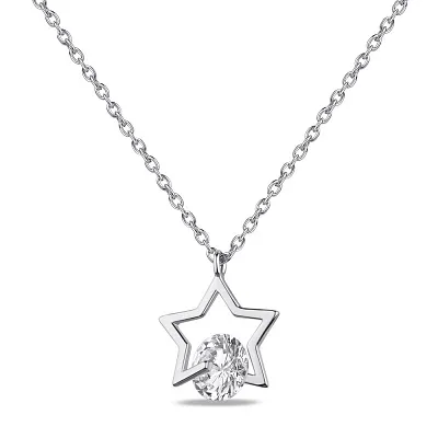 Серебряное колье Звезда с фианитом (арт. 7507/1840)