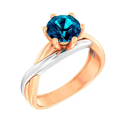 Золотое кольцо с топазом Blue Ocean (арт. 140746Пл)