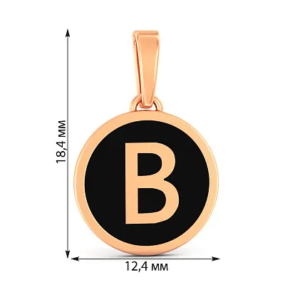 Кулон Літера В з червоного золота з емаллю (арт. 440993еч)