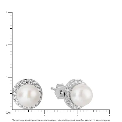 Срібні пусети з перлами і фіанітами (арт. 7518/931жб)