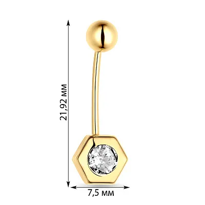 Пірсинг для пупка з жовтого золота з фіанітами (арт. 130291ж)