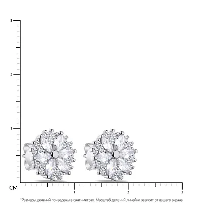 Сережки-пусети зі срібла "Квіти" з фіанітами  (арт. 7518/6270)