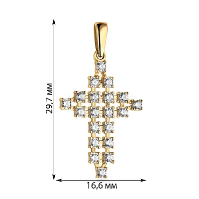 Крестик из желтого золота с россыпью фианитов (арт. 421305ж)