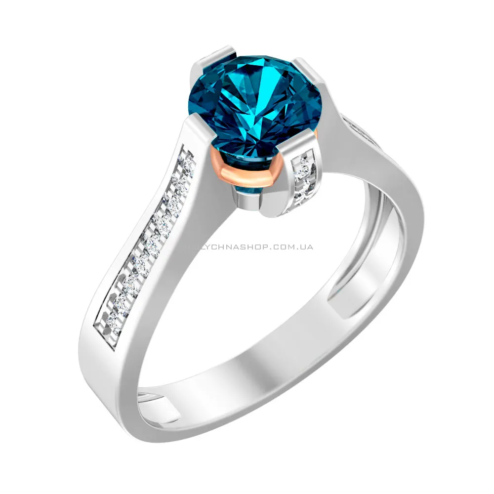 Золотое кольцо с топазом и фианитами Blue Ocean (арт. 140743Пбл) - цена