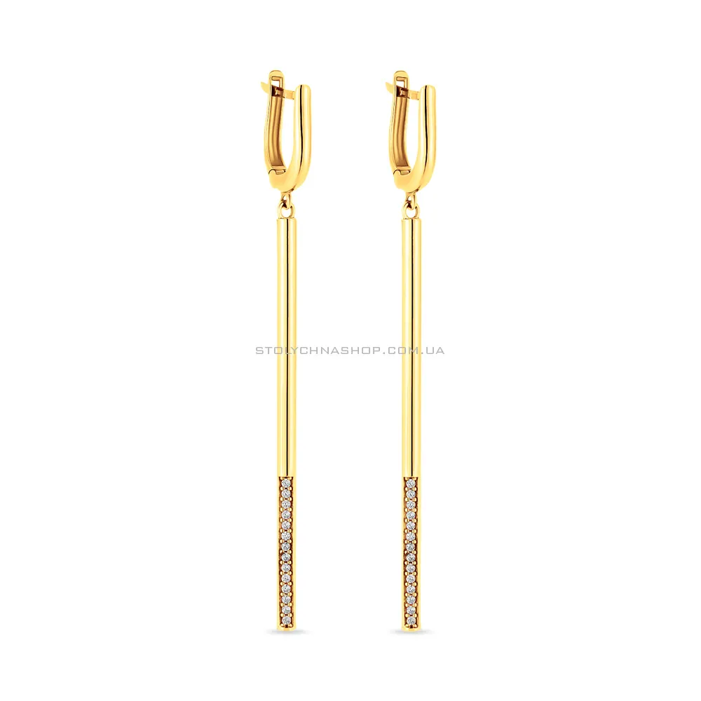 Золоті сережки-підвіски в жовтому кольорі металу (арт. 107588ж) - цена