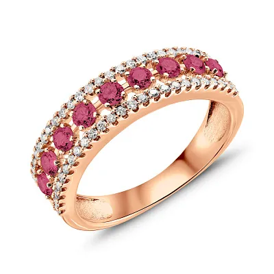 Золотое кольцо с рубинами и бриллиантами (арт. 1191884201р)