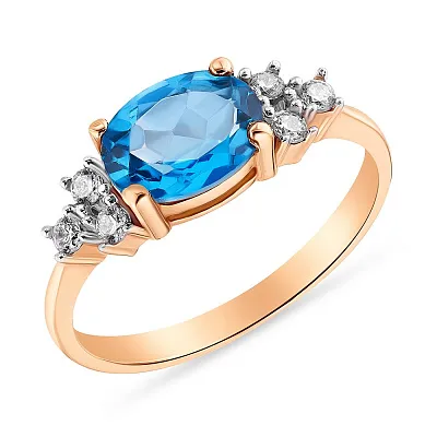 Золотое кольцо с голубым кварцем (арт. 152603)