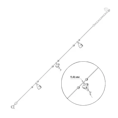 Срібний браслет «Ключик» (арт. 7509/2340)