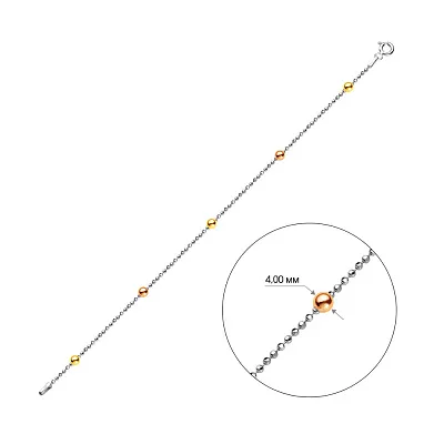 Срібний браслет з червоними і жовтими кульками  (арт. 7509/1643бжк)