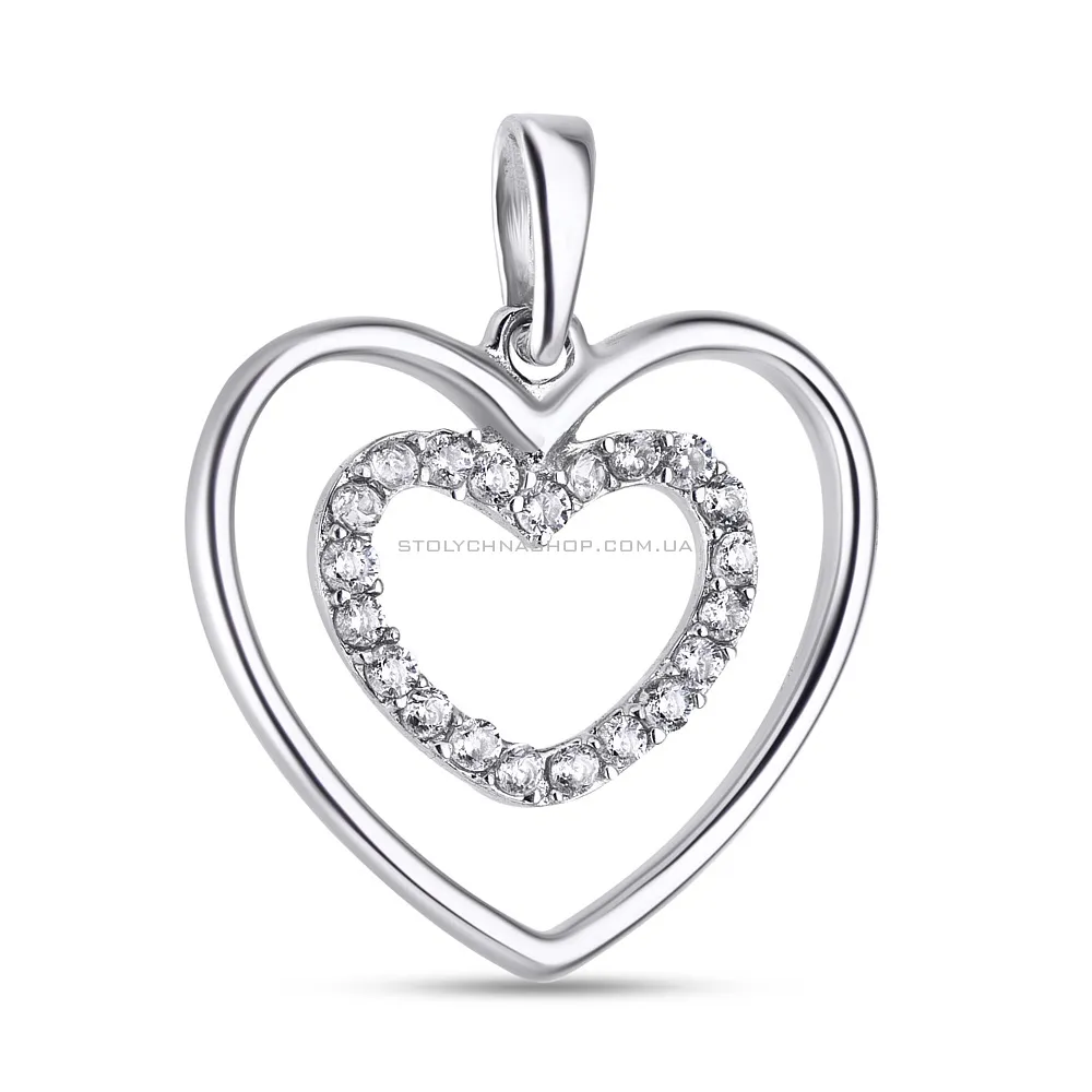 Серебряная подвеска «Сердце» с фианитами (арт. 7503/2357)