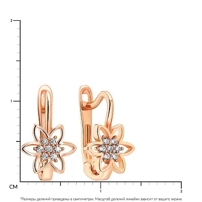 Детские золотые сережки «Цветы» с фианитами (арт. 106627)