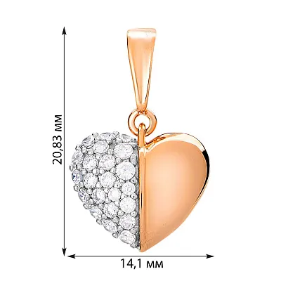 Золота підвіска «Серце» з фіанітами (арт. 440332)