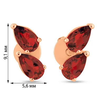 Золоті сережки з гранатом  (арт. 111234Пк)