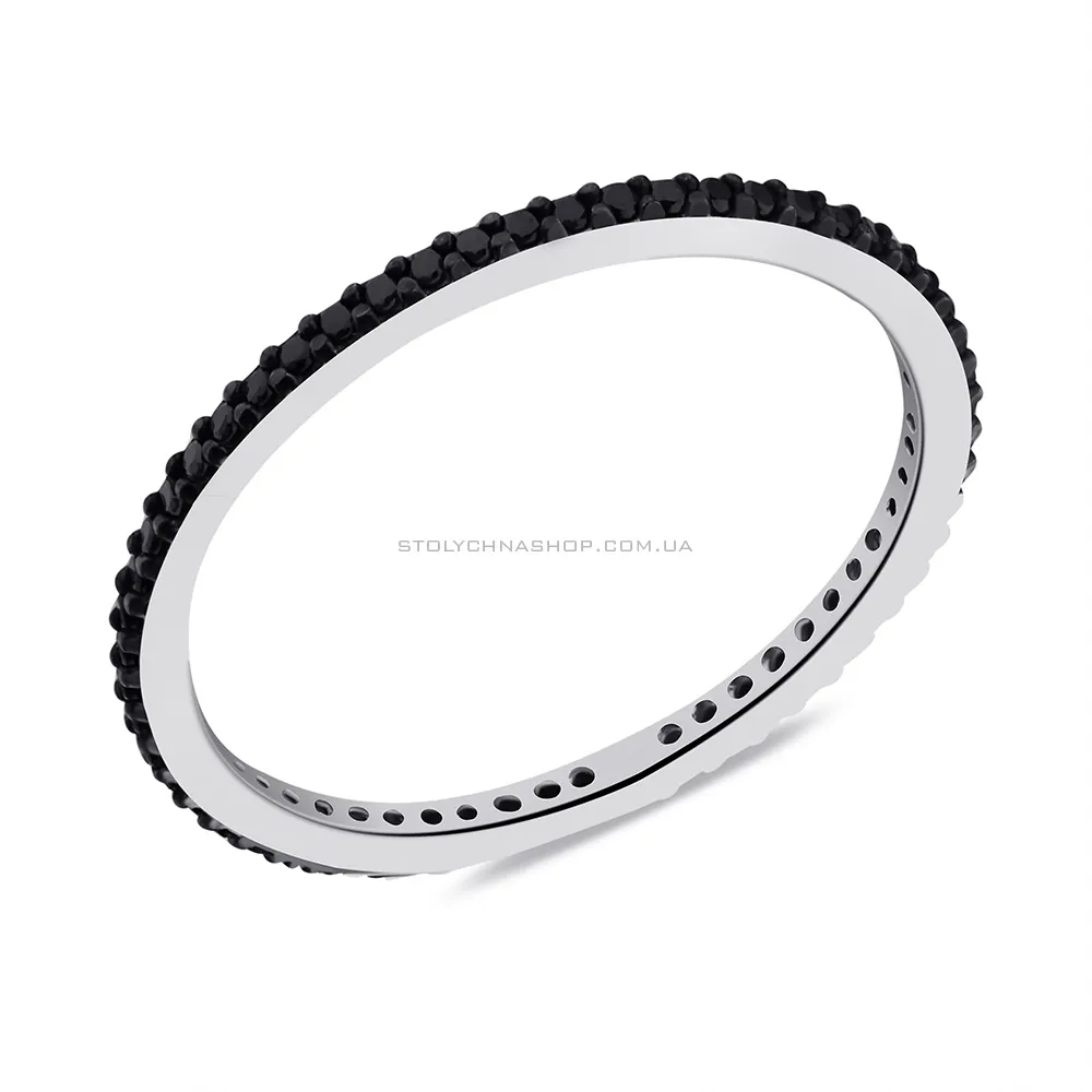 Серебряное кольцо с черными фианитами (арт. 7501/6519ч) - цена
