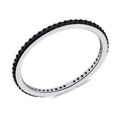 Серебряное кольцо с черными фианитами (арт. 7501/6519ч)