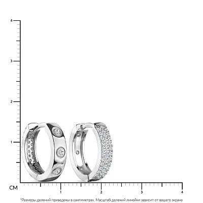 Двусторонние серебряные серьги-кольца с фианитами  (арт. 7502/4332/15)