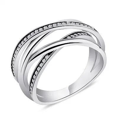 Переплетенное кольцо Trendy Style из серебра с фианитами  (арт. 7501/5773)