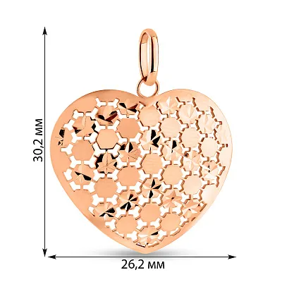 Золотий підвіс в формі серця з алмазною гранню (арт. 424846)