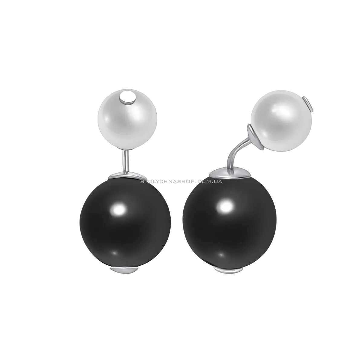 Срібні сережки пусети з перлами (арт. 7502/840/1)