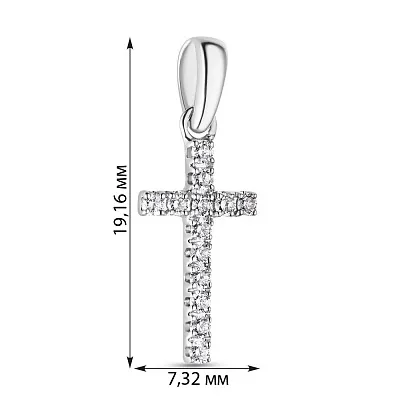 Хрестик з білого золота з діамантами (арт. П341012010б)
